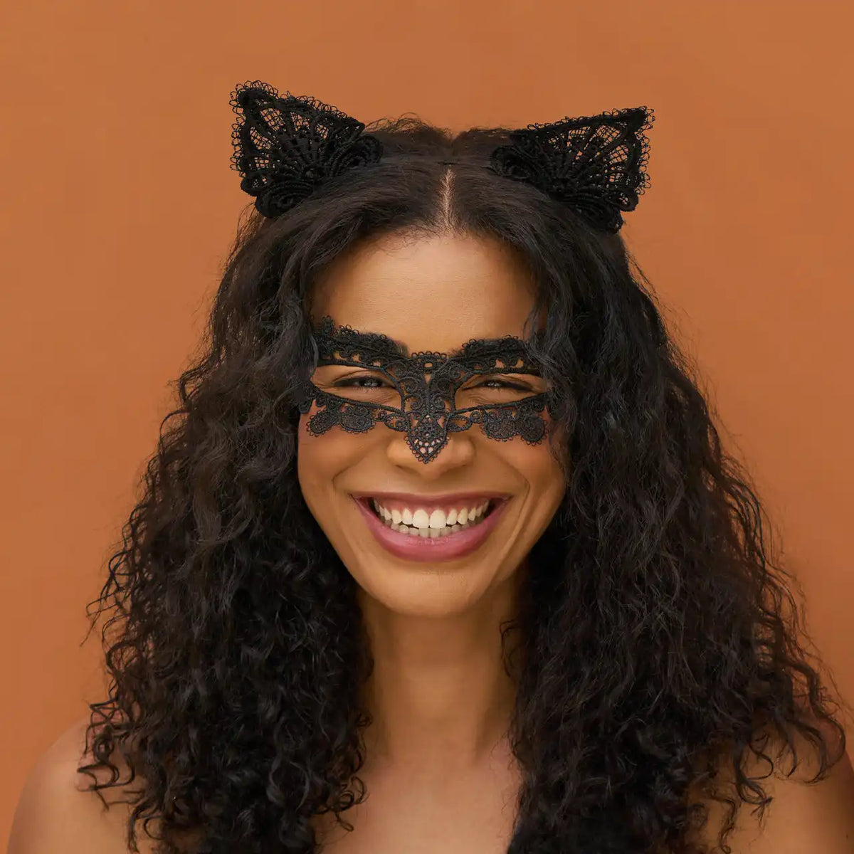 Black Cat Lace Headband & Mask