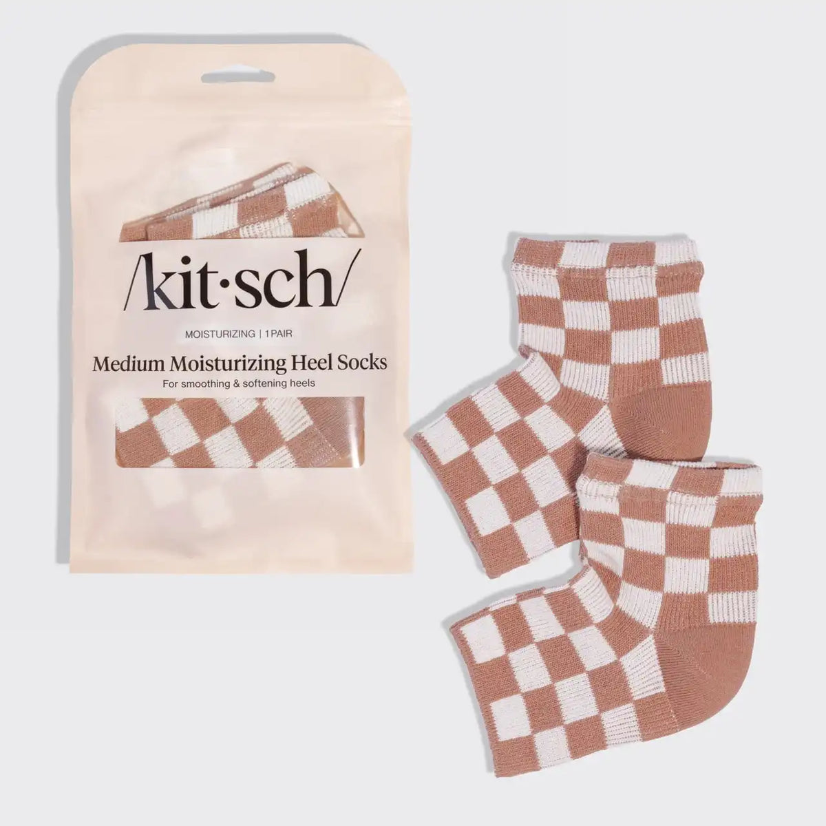Terracotta Checker Moisturizing Heel Socks - Medium