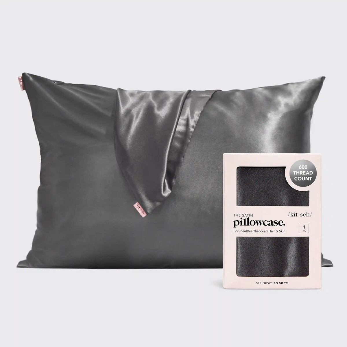 Satin Pillowcase in Charcoal 4 Pack