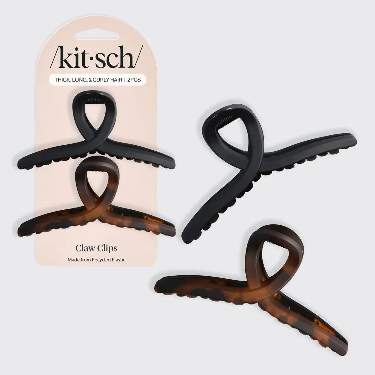 Black & Tort Loop Claw Clips 2pc Set - Large